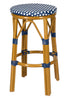 26" Blue on White Light Pipe No Back Bistro Barstool BCNBPBLU-AX-T