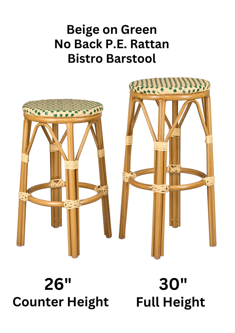 Beige on Green No Back PE Rattan Bistro Barstool 26