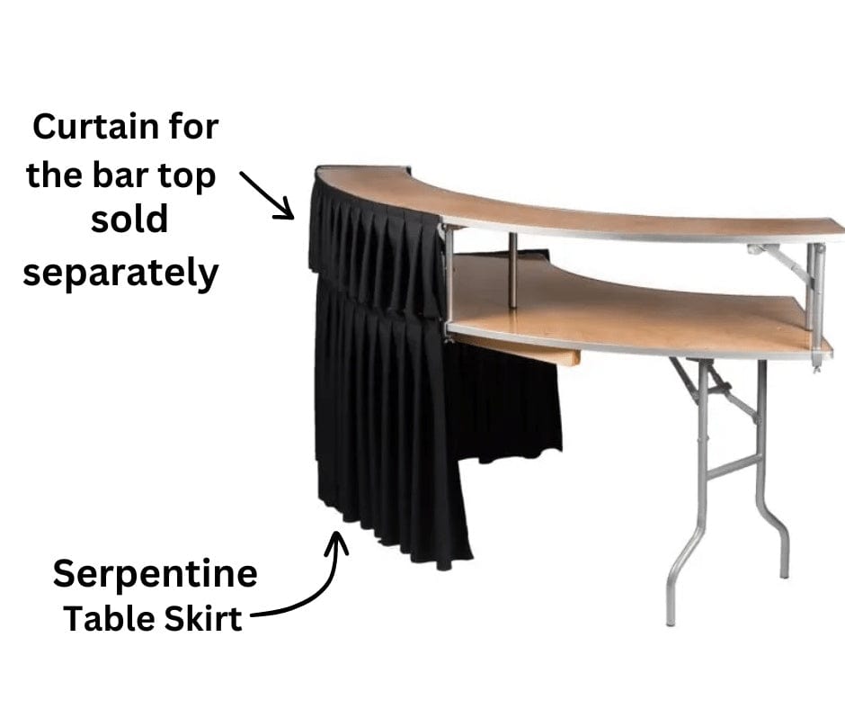 Chivari Black Table Skirt for 84" Serpentine Table L-SKIRTTAB-SRP-84-BLK-MCS-T