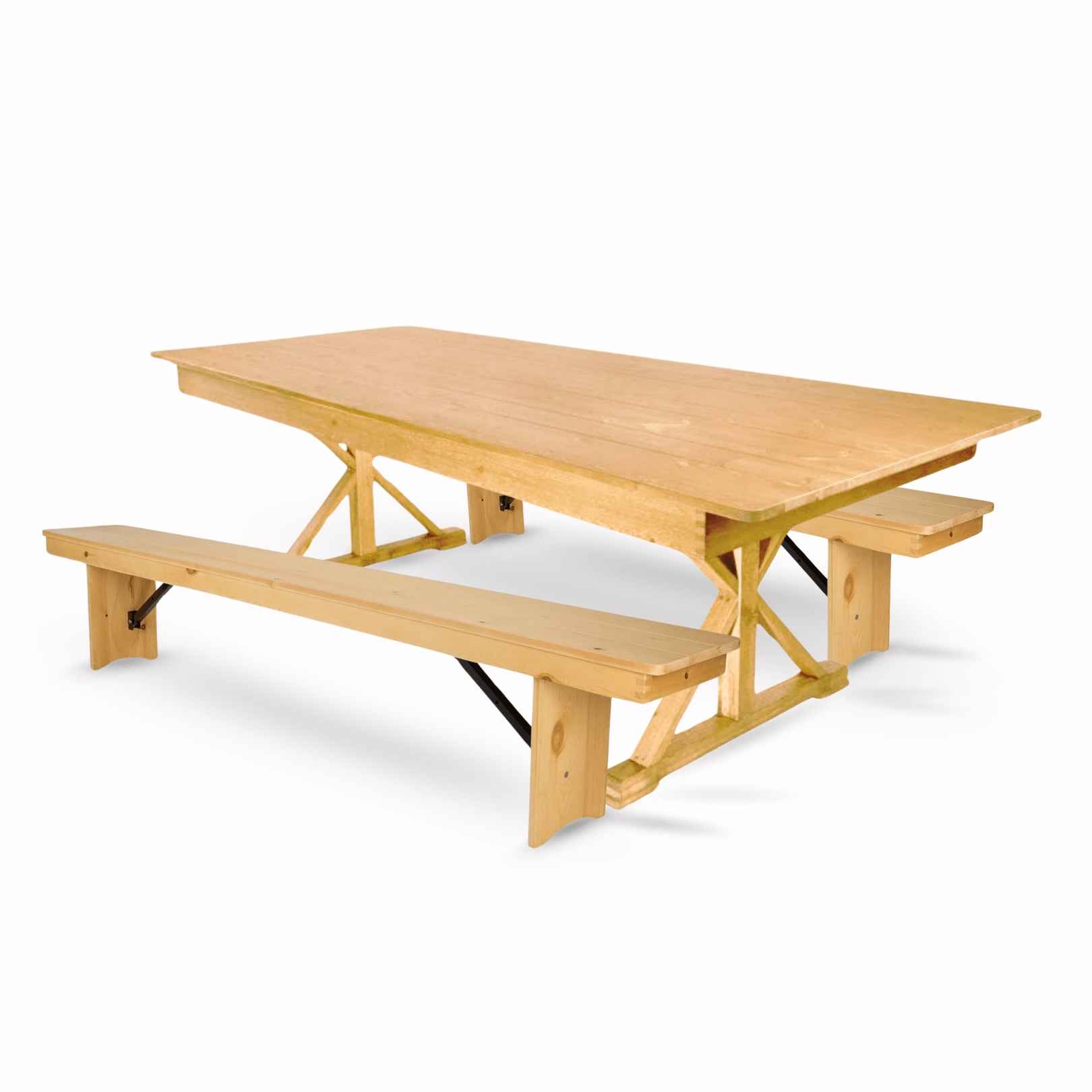Chivari Natural X-Leg Farm Table Dining Set with 2 Benches TFARM-NATURAL-X-LEG-KIT-AX
