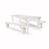 Chivari White Distressed Fluted Leg Farm Table Dining Set with 2 Benches TFARM-WHITEDIS-T-LEG-KIT-AX
