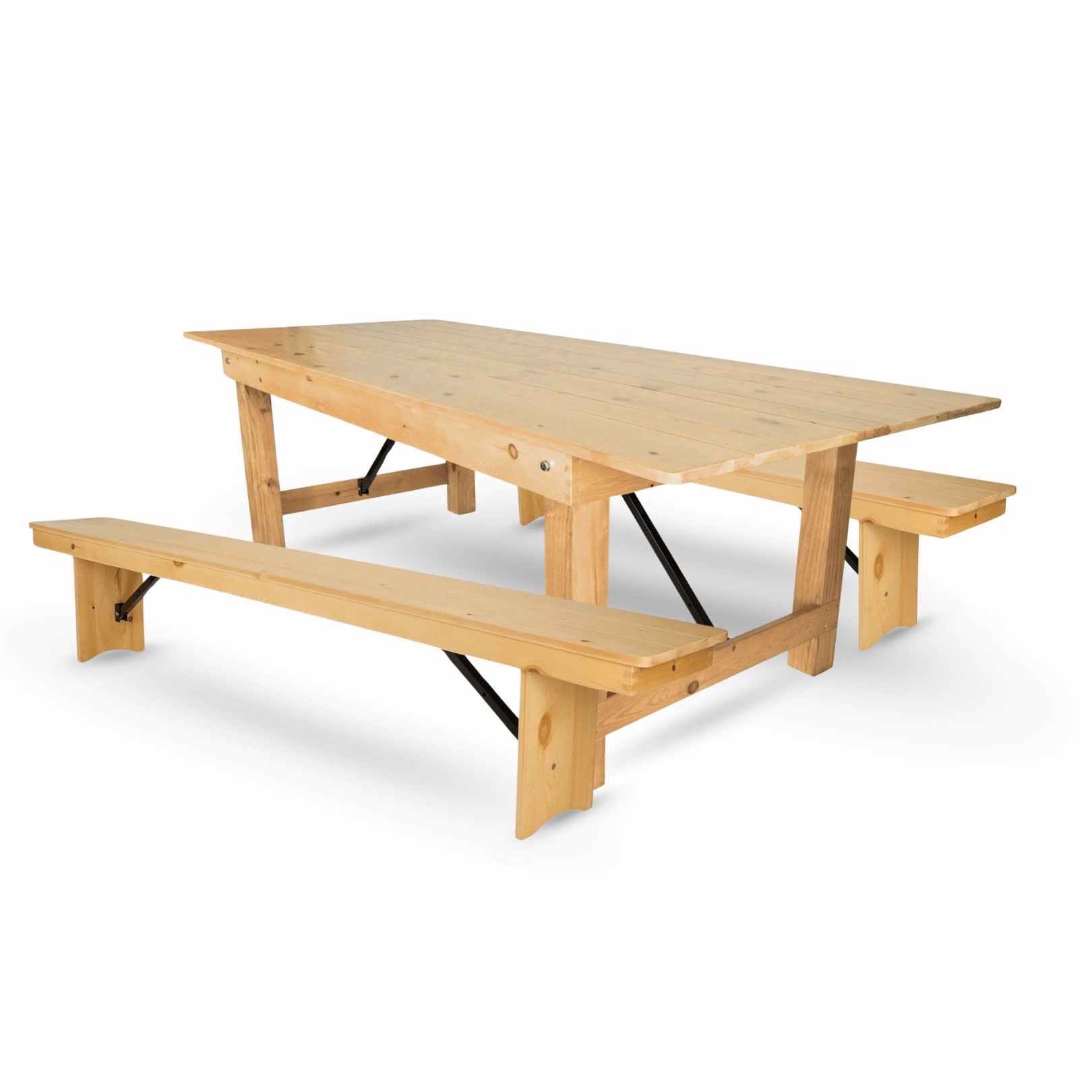 Chivari Natural Straight Leg Farm Table Dining Set with 2 Benches TFARM-NATURAL-S-LEG-KIT-AX