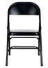 Chivari 100 Black Metal Folding Chairs + 12 Plastic Round Table Kit CFMBL-100-12RD-KT