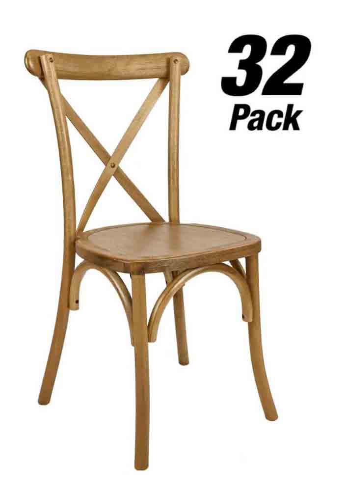 Chivari 32 Chair Pack Chestnut ToughWood™ Cross Back Chair CXWC-AX-T-32
