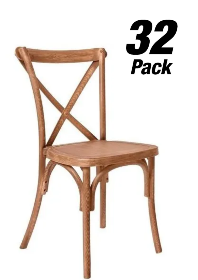 Chestnut ToughResin™ Cross Back Chair 32 Unit Bundle