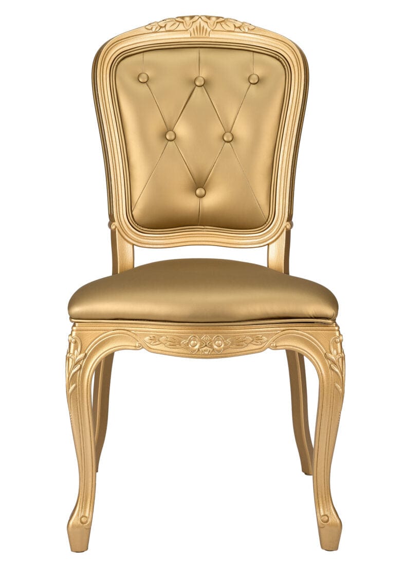 Gold Resin Royal Chair with Gold Vinyl Seat and Tufted Back Similar to Louis Pop Style - Goldwick