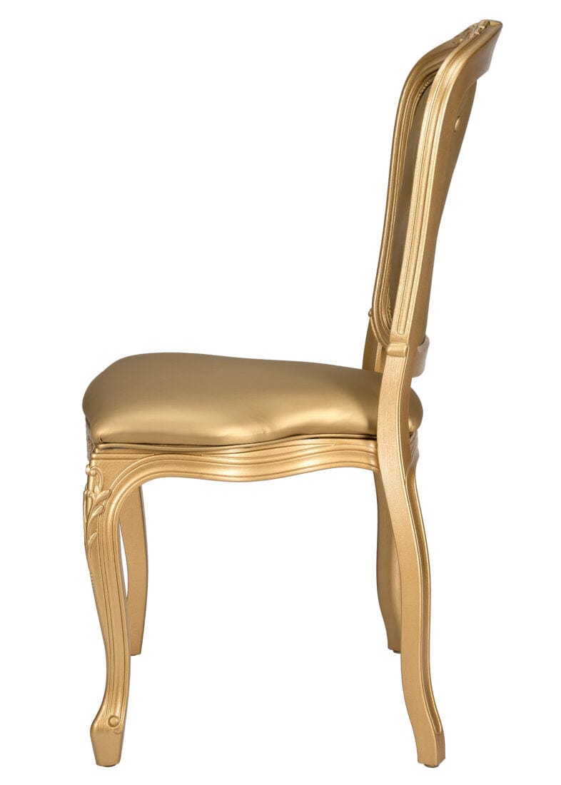 Chivari Gold Resin Royal Chair with Gold Vinyl Seat and Tufted Back Similar to Louis Pop Style - Goldwick CRRGGT-ZG-T