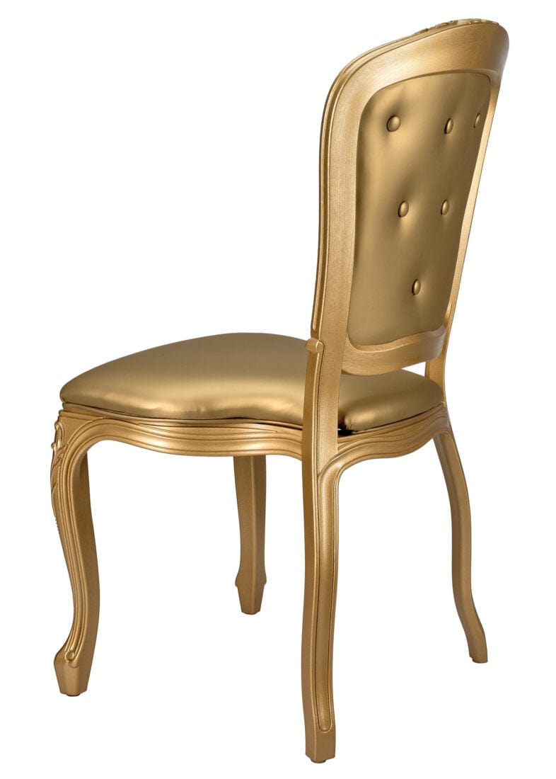 Chivari Gold Resin Royal Chair with Gold Vinyl Seat and Tufted Back Similar to Louis Pop Style - Goldwick CRRGGT-ZG-T