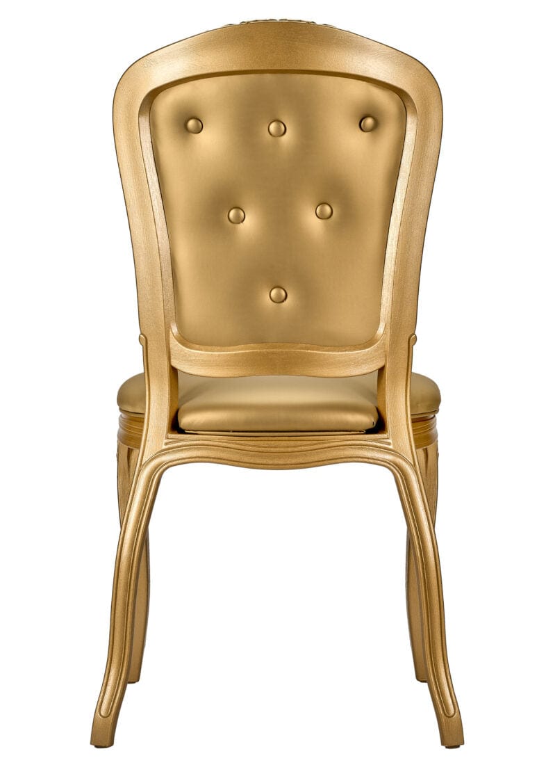 Chivari Gold Resin Royal Chair with Gold Vinyl Seat and Tufted Back Similar to Louis Pop Style - Goldwick CRRGGT-ZG-T