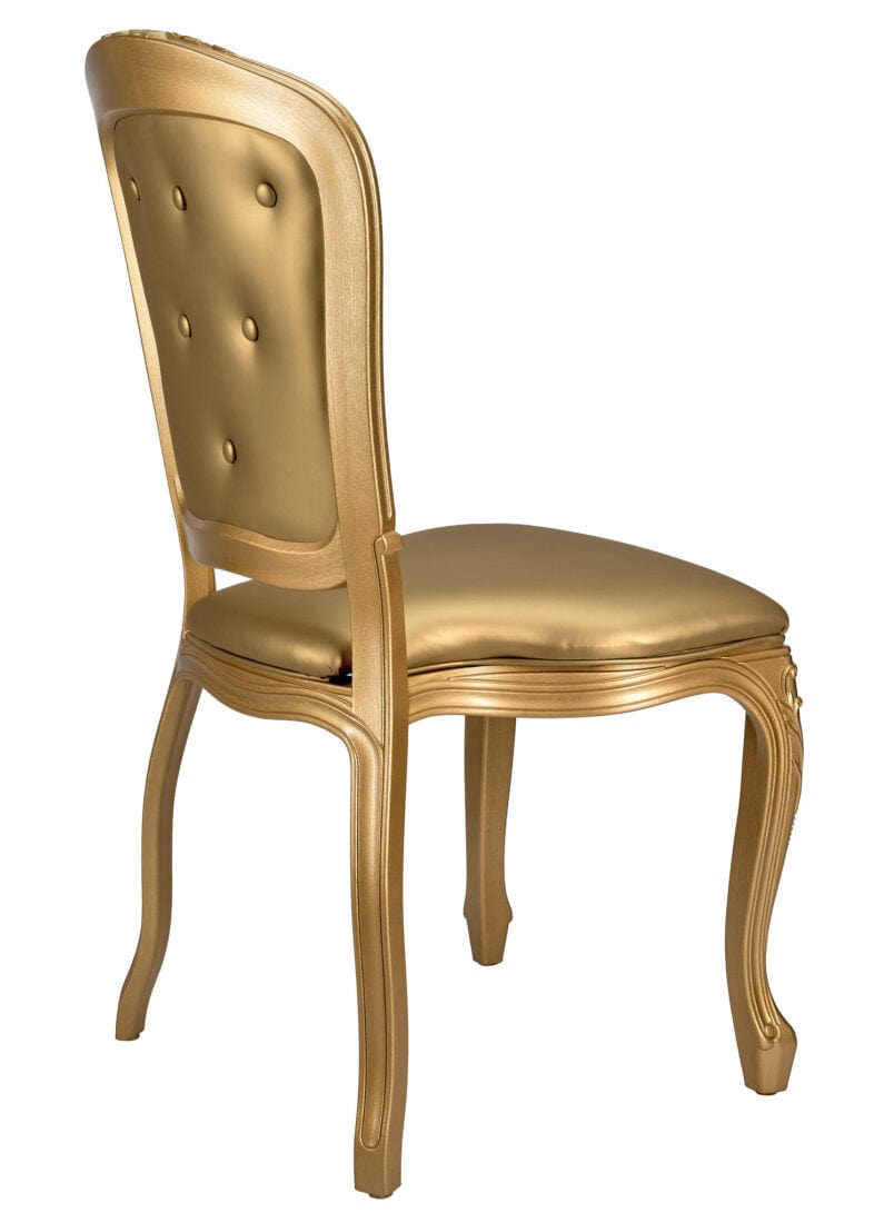 Chivari Gold Resin Royal Chair with Gold Vinyl Seat and Tufted Back Similar to Louis Pop Style - Goldwick CRRGGT-ZG-T