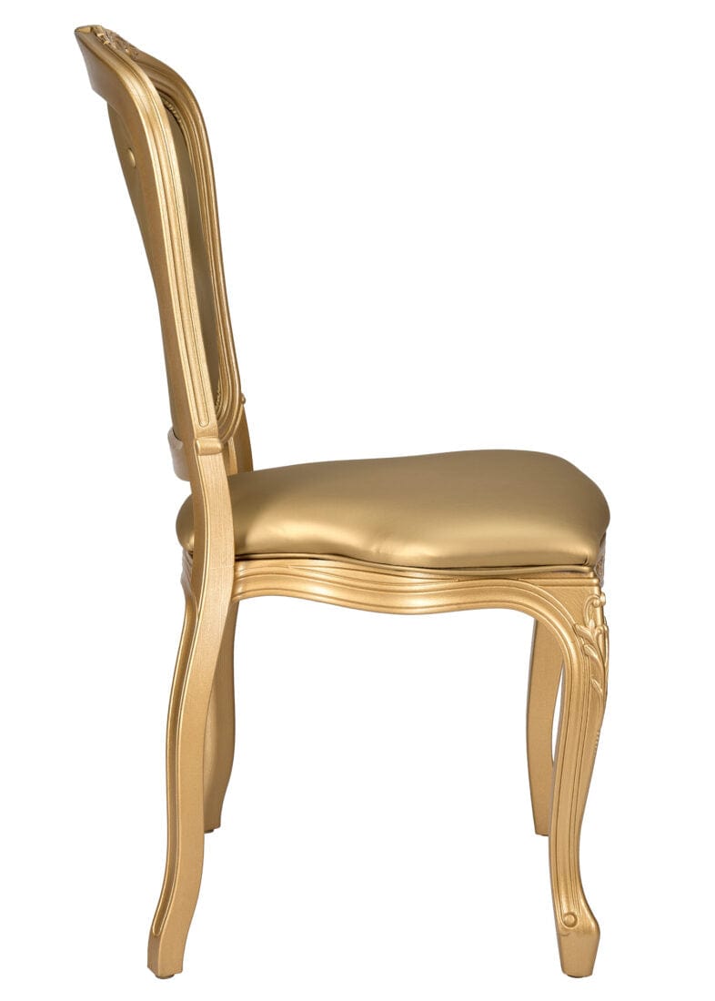 Chivari Gold Resin Royal Chair with Gold Vinyl Seat and Tufted Back Similar to Louis Pop Style - Goldwick CRRGGT-ZG-T