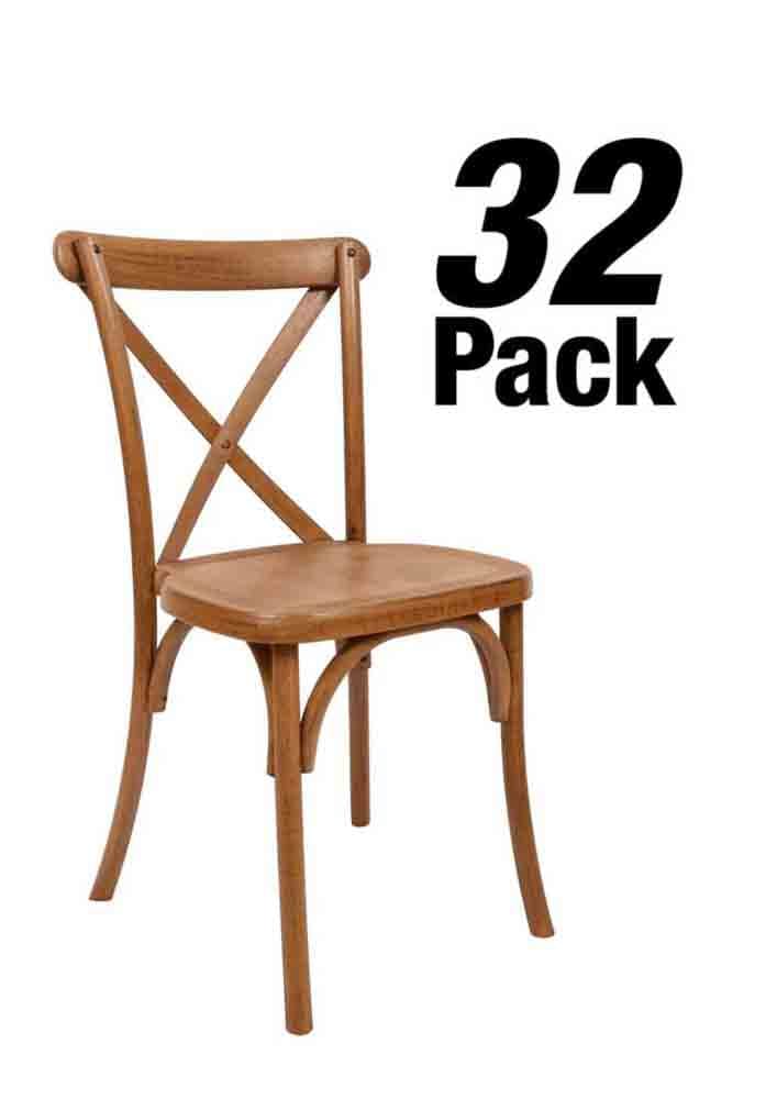 Chivari 32 Chair Pack Walnut Steel Skeleton™ Resin Cross Back Chair CXRW-STEEL-CX-T-32