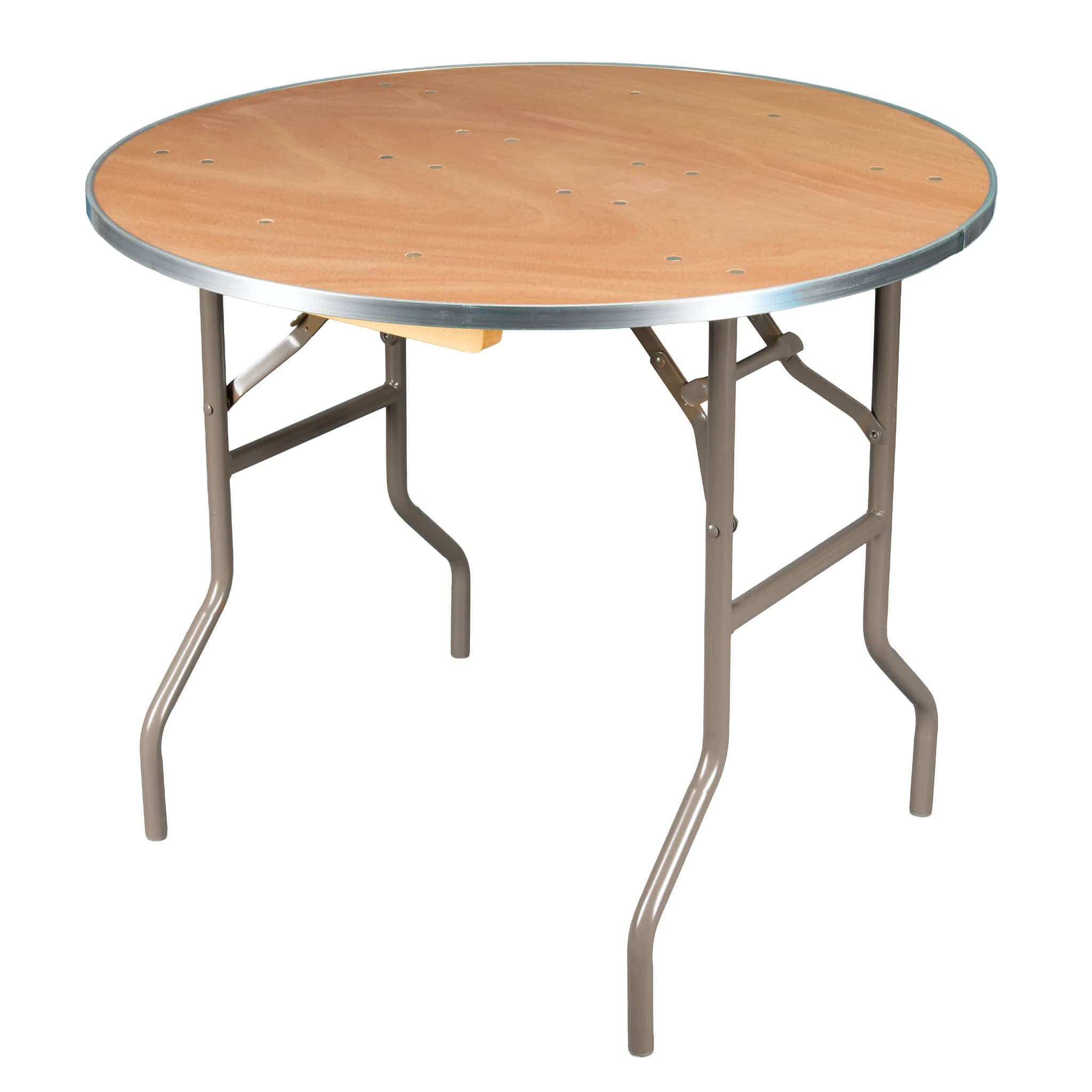 Chivari 36" (3 Foot) Round Heavy Duty Gray Plywood Folding Banquet Table TPLYRD36MG-AX-T