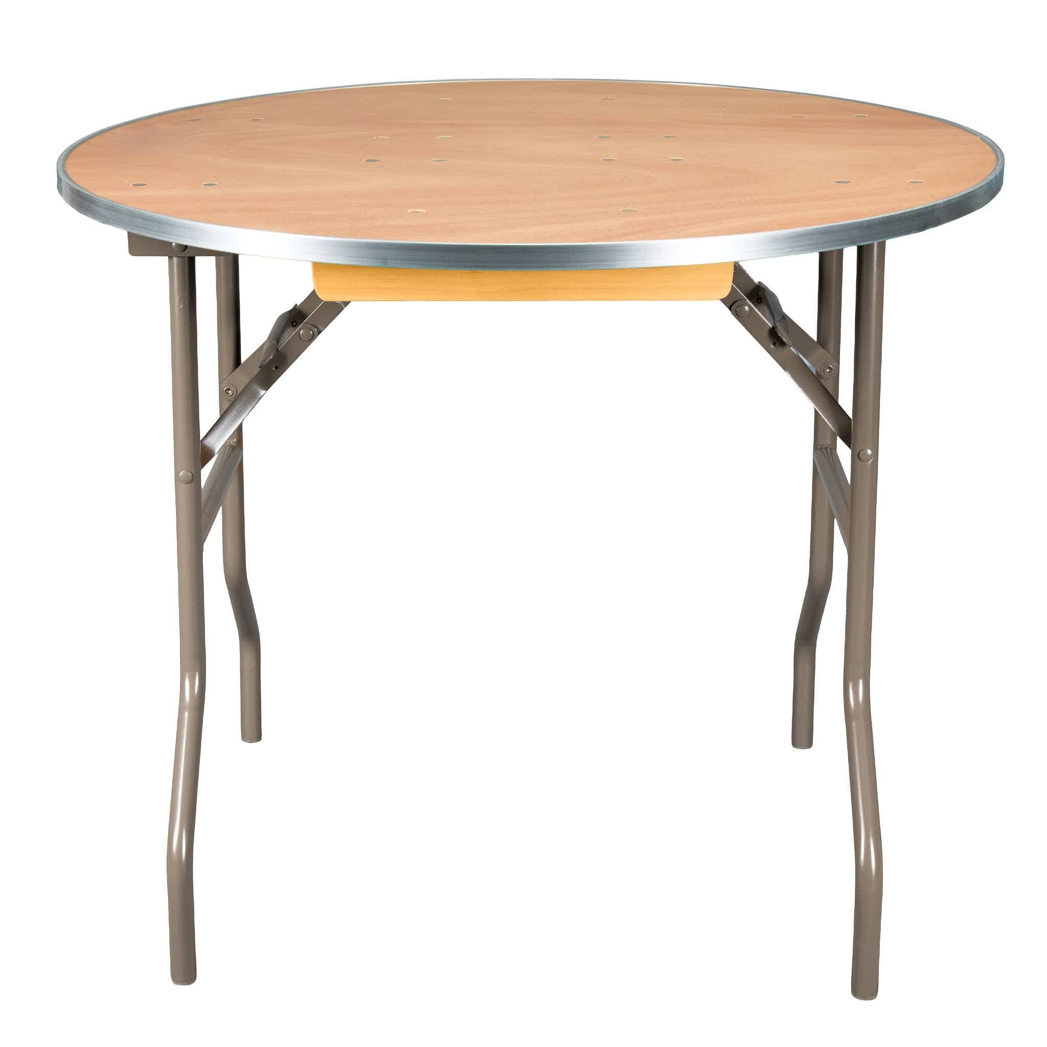 Chivari 36" (3 Foot) Round Heavy Duty Gray Plywood Folding Banquet Table TPLYRD36MG-AX-T