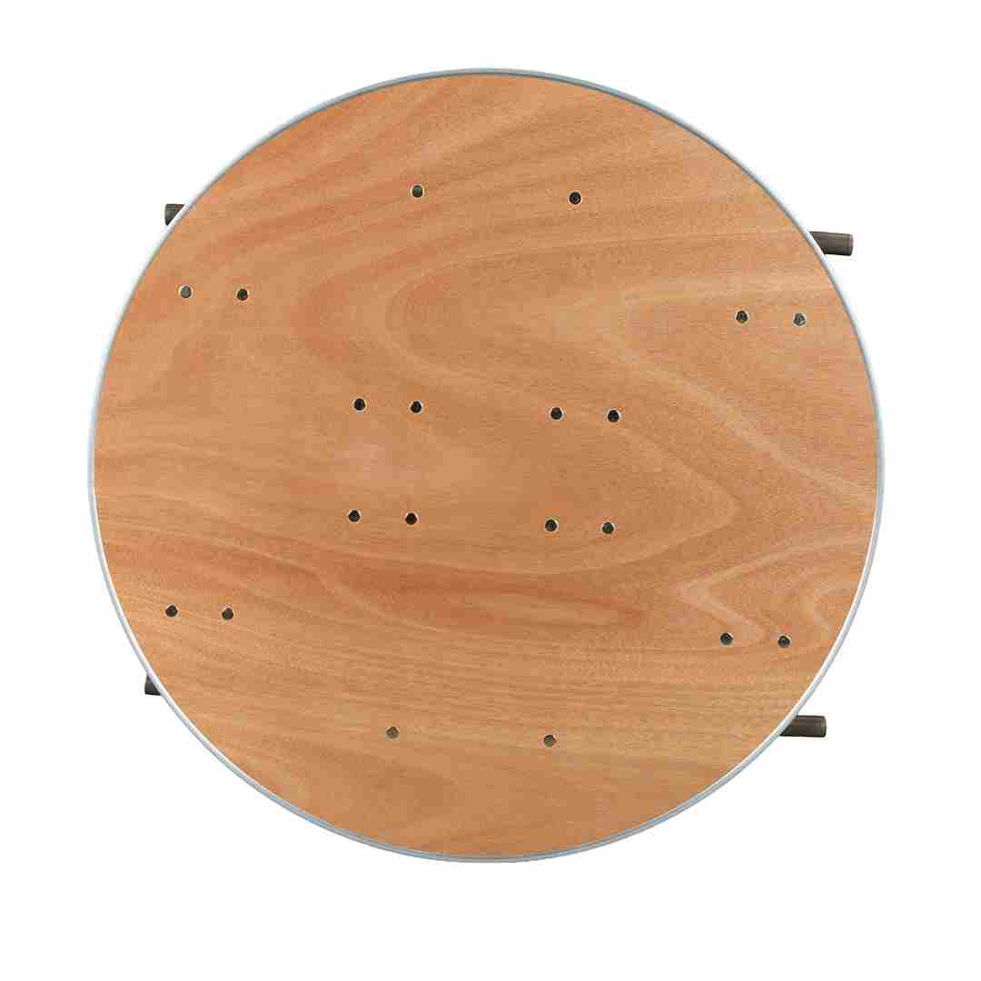 Chivari 36" (3 Foot) Round Heavy Duty Gray Plywood Folding Banquet Table TPLYRD36MG-AX-T