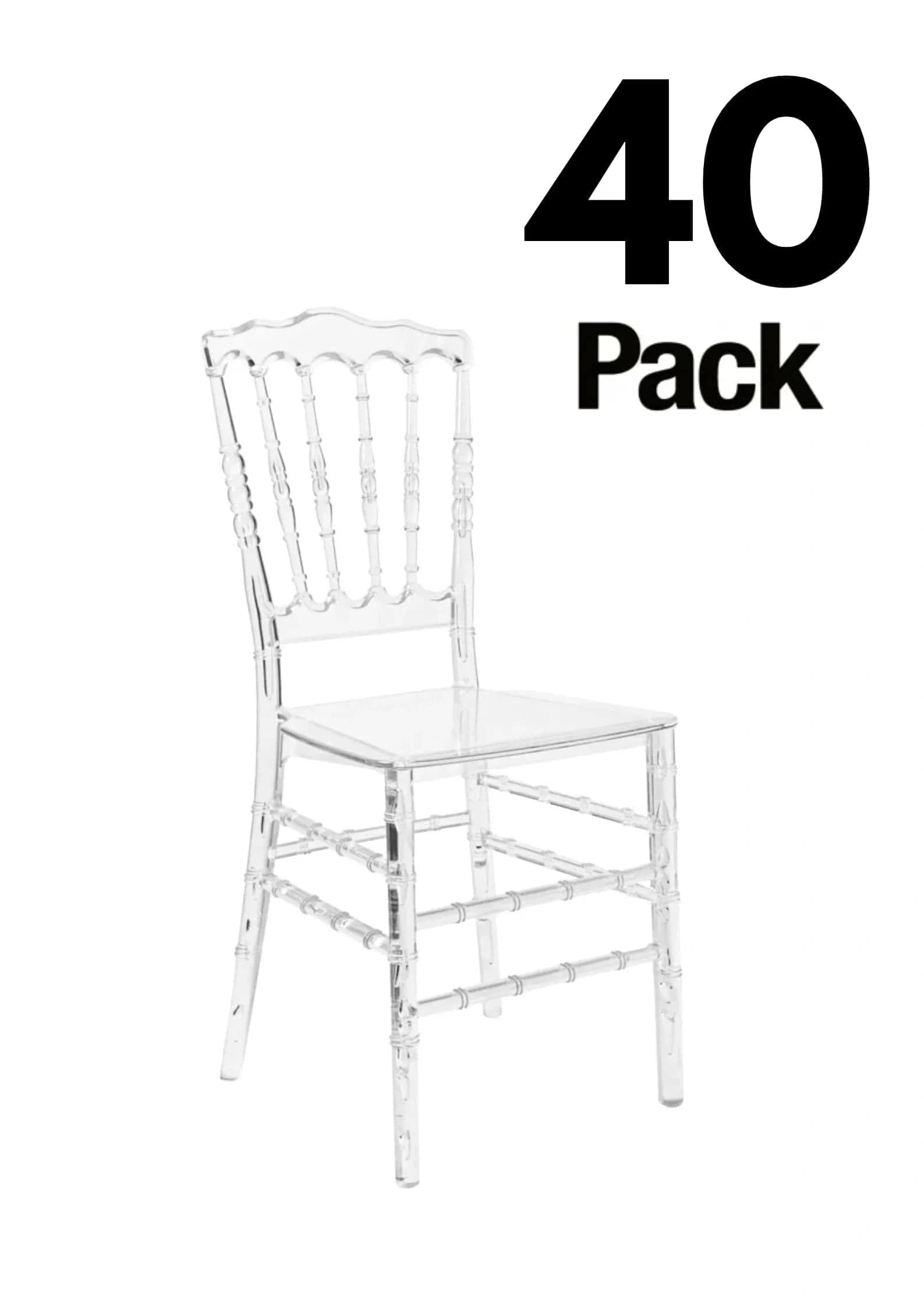 Chivari 40 Chair Pack Clear Resin ThinVisible Seat Napoleon Chair CNRC-MONO-THIN-ZG-40