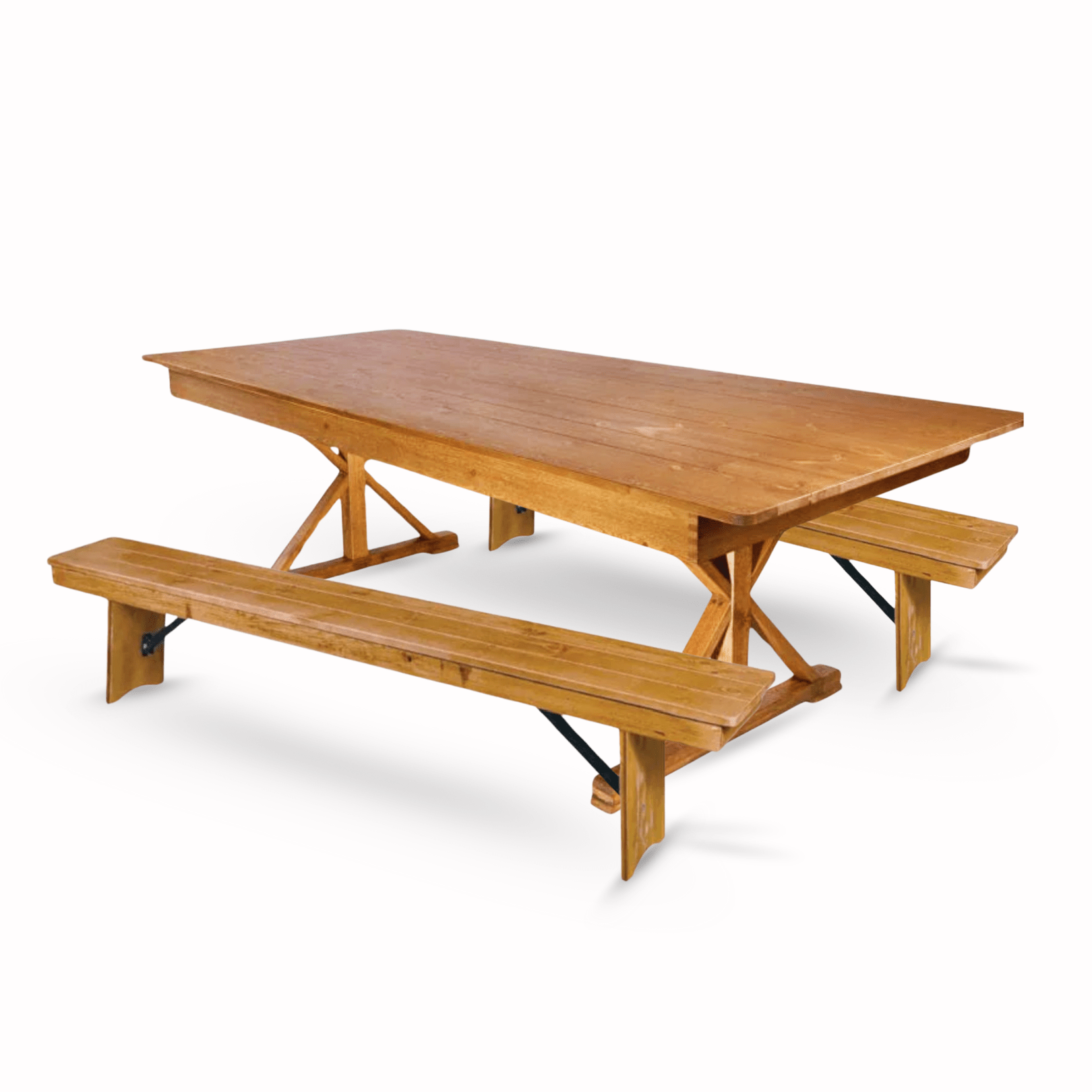 Chestnut X-Leg Farm Table Dining Set with 2 Benches