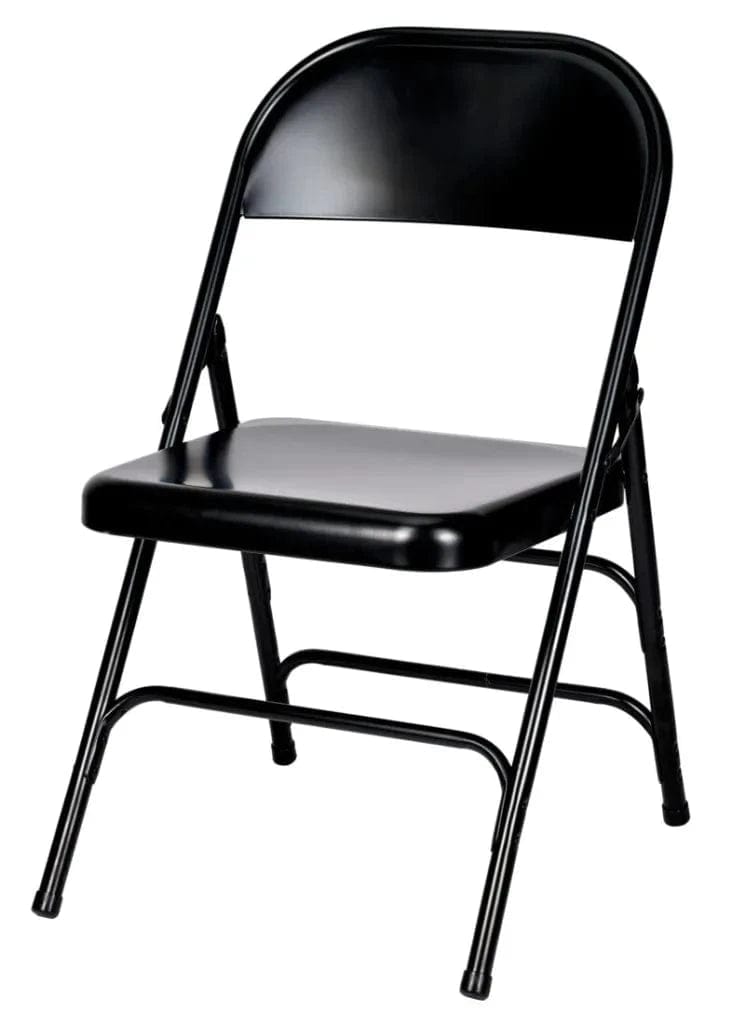 Chivari 48 Black Metal Folding Chairs + 6  Heavy DutyPlastic 72x30 Banquet Tables + Hybrid Folding Chair and Banquet Table  Cart CFMBL-48-6RT-KT