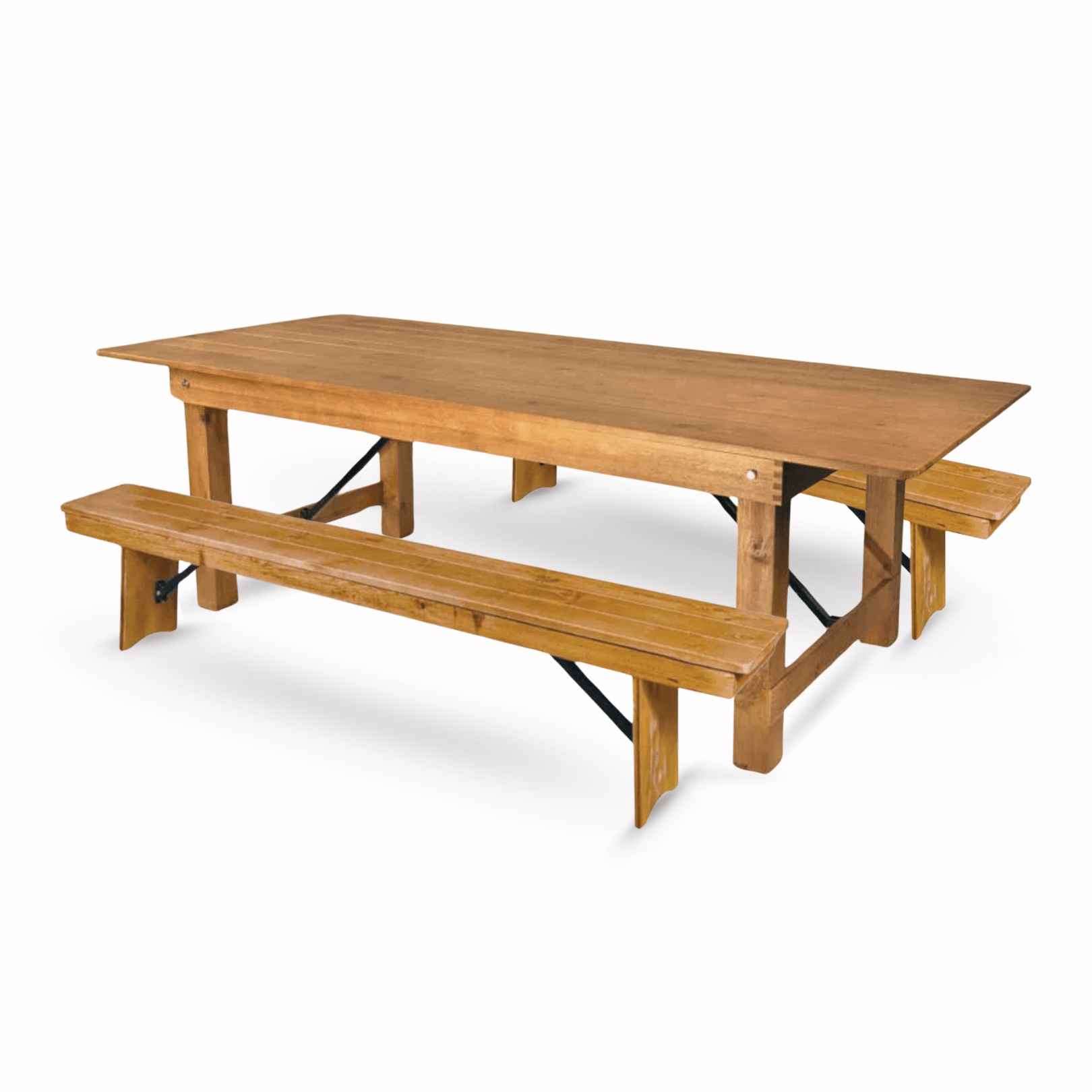 Chivari Chestnut Straight Leg Farm Table Dining Set with 2 Benches TFARM-CHESTNUT-S-LEG-KIT-AX