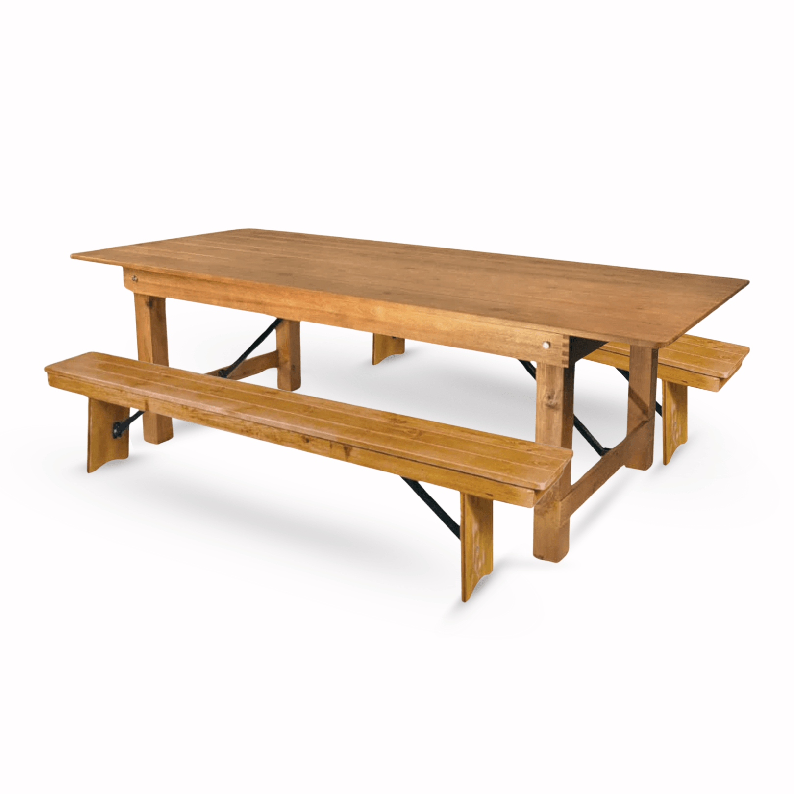 Chestnut Straight Leg Farm Table Dining Set with 2 Benches