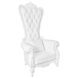 Throne Chair Wood White Frame White Vinyl Cushions