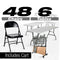 Chivari 48 Black Metal Folding Chairs + 6  Heavy DutyPlastic 72x30 Banquet Tables + Hybrid Folding Chair and Banquet Table  Cart CFMBL-48-6RT-KT