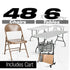 Chivari 48 Brown Metal Folding Chairs + 6  Heavy Duty Plastic 72x30 Banquet Tables  + Hybrid Folding Chair and Banquet Table  Cart CFMBR-48-6RT-KT