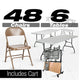 Chivari 48 Brown Metal Folding Chairs + 6  Heavy Duty Plastic 72x30 Banquet Tables  + Hybrid Folding Chair and Banquet Table  Cart CFMBR-48-6RT-KT