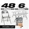 Chivari 48 Gray Metal Folding Chairs + 6 Heavy Duty Plastic 72x30 Banquet Tables + Hybrid Folding Chair and Banquet Table Cart CFMGR-48-6RT-KT