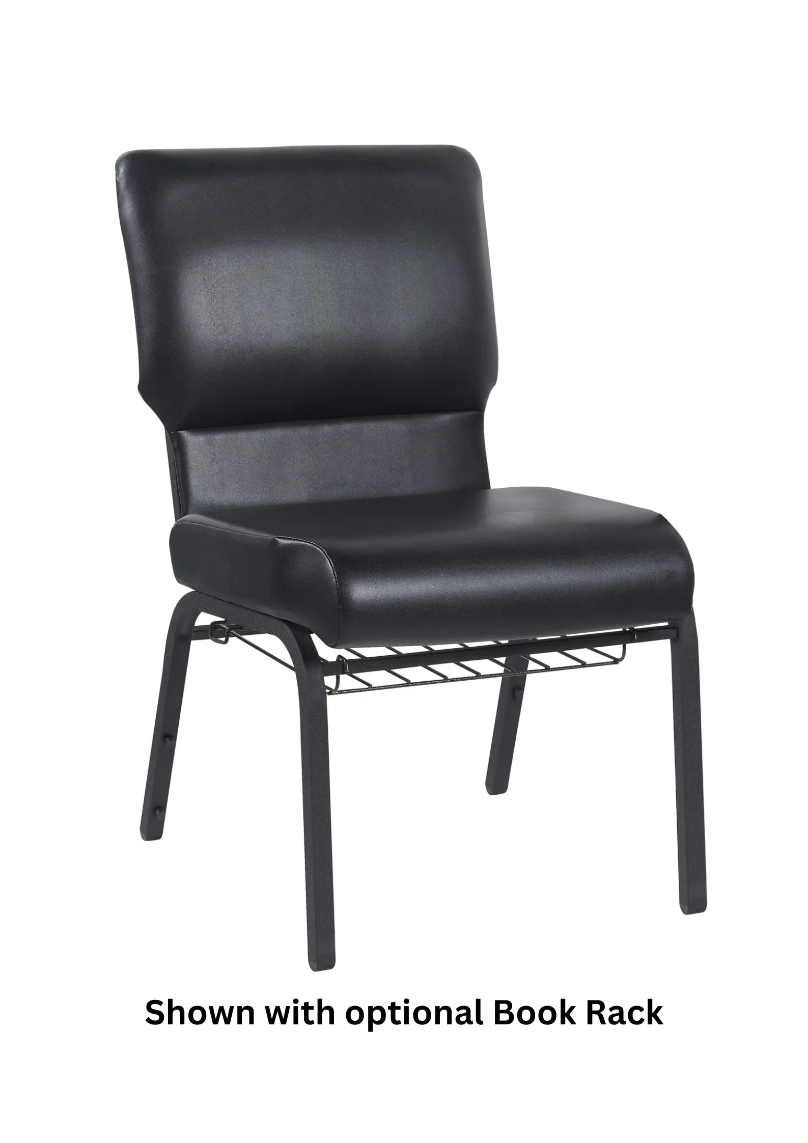 Black Vinyl on Black Frame 20.5" Cut Away Back Church Chair