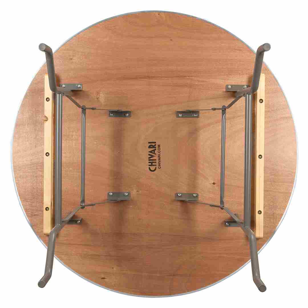 Chivari 48" (4 Foot) Round Heavy Duty Gray Plywood Folding Banquet Table TPLYRD48MG-AX-T