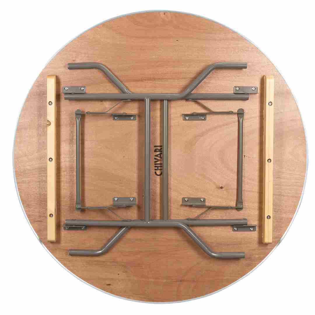 Chivari 48" (4 Foot) Round Heavy Duty Gray Plywood Folding Banquet Table TPLYRD48MG-AX-T