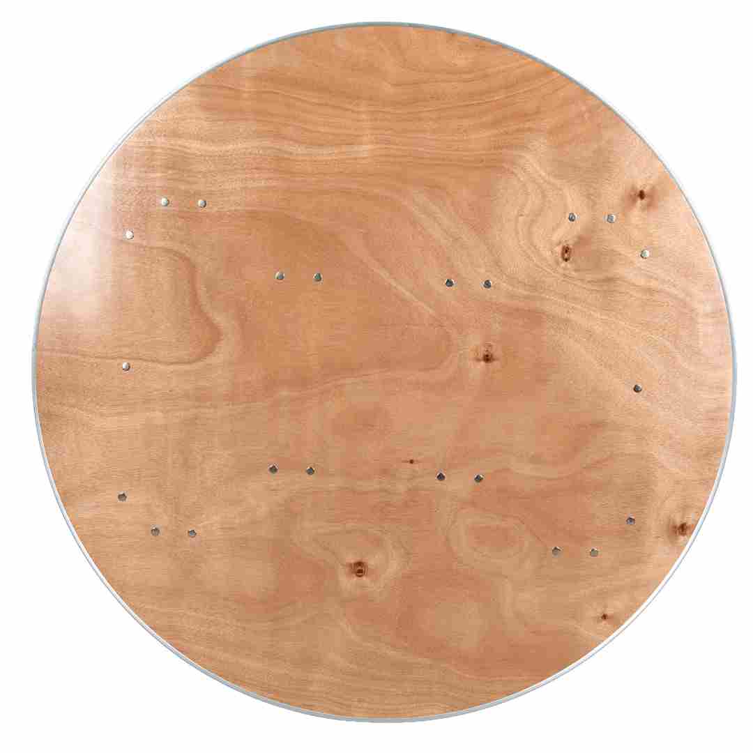 Chivari 48" (4 Foot) Round Heavy Duty Gray Plywood Folding Banquet Table TPLYRD48MG-AX-T
