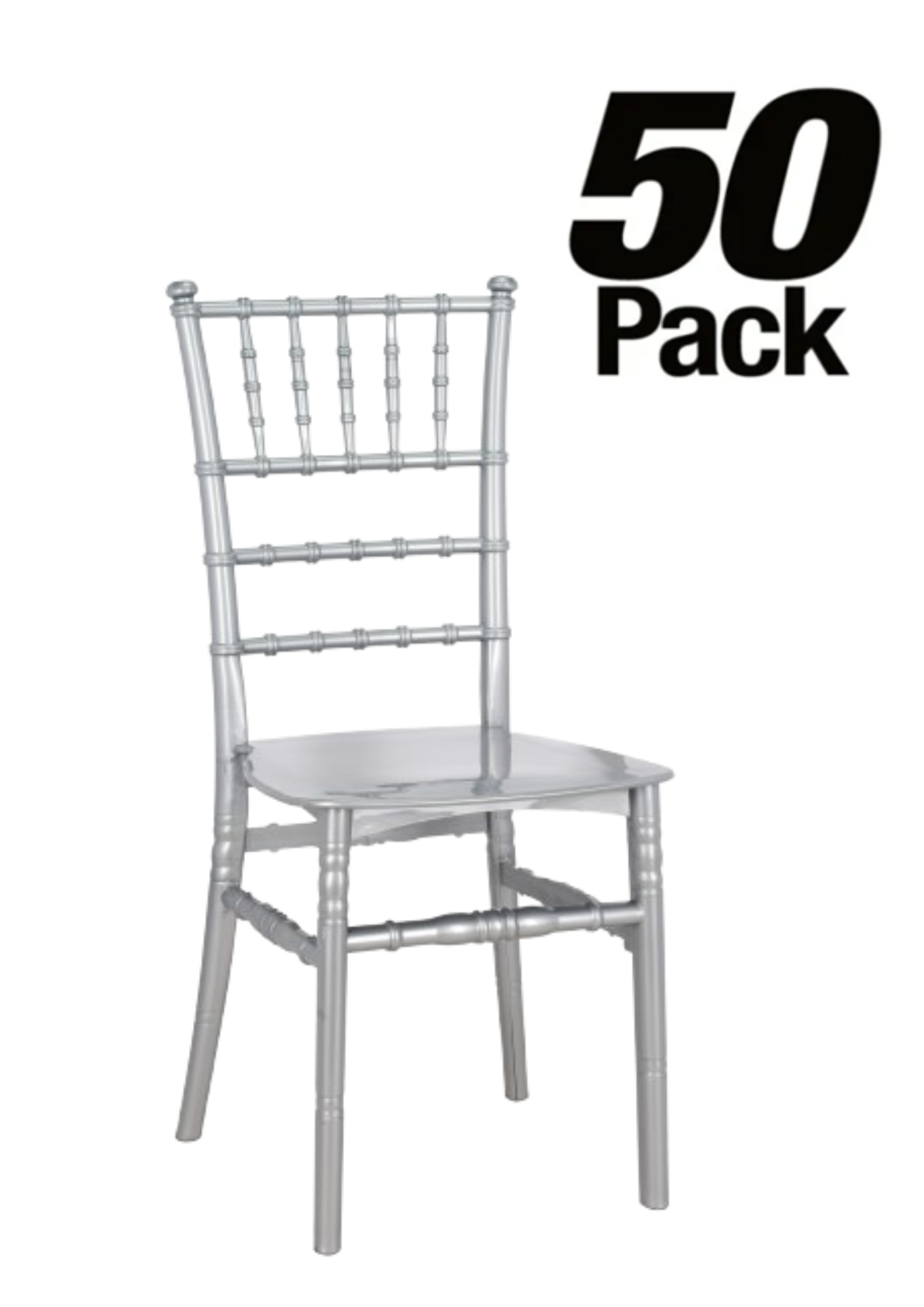 50 Chair Pack Silver BasicResin™ Chiavari Chair