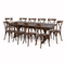 Chivari Fruitwood X-Leg Farm Table Dining Set with 10 Chairs TFARM-FRUITWOOD-X-LEG-KIT-CXR-AX
