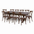 Chivari Fruitwood X-Leg Farm Table Dining Set with 10 Chairs TFARM-FRUITWOOD-X-LEG-KIT-CXR-AX