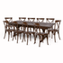 Chivari Fruitwood X-Leg Farm Table Dining Set with 10 Chairs TFARM-FRUITWOOD-X-LEG-KIT-CXR-AX