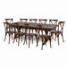 Chivari Fruitwood X-Leg Farm Table Dining Set with 10 Chairs TFARM-FRUITWOOD-X-LEG-KIT-CXR-AX