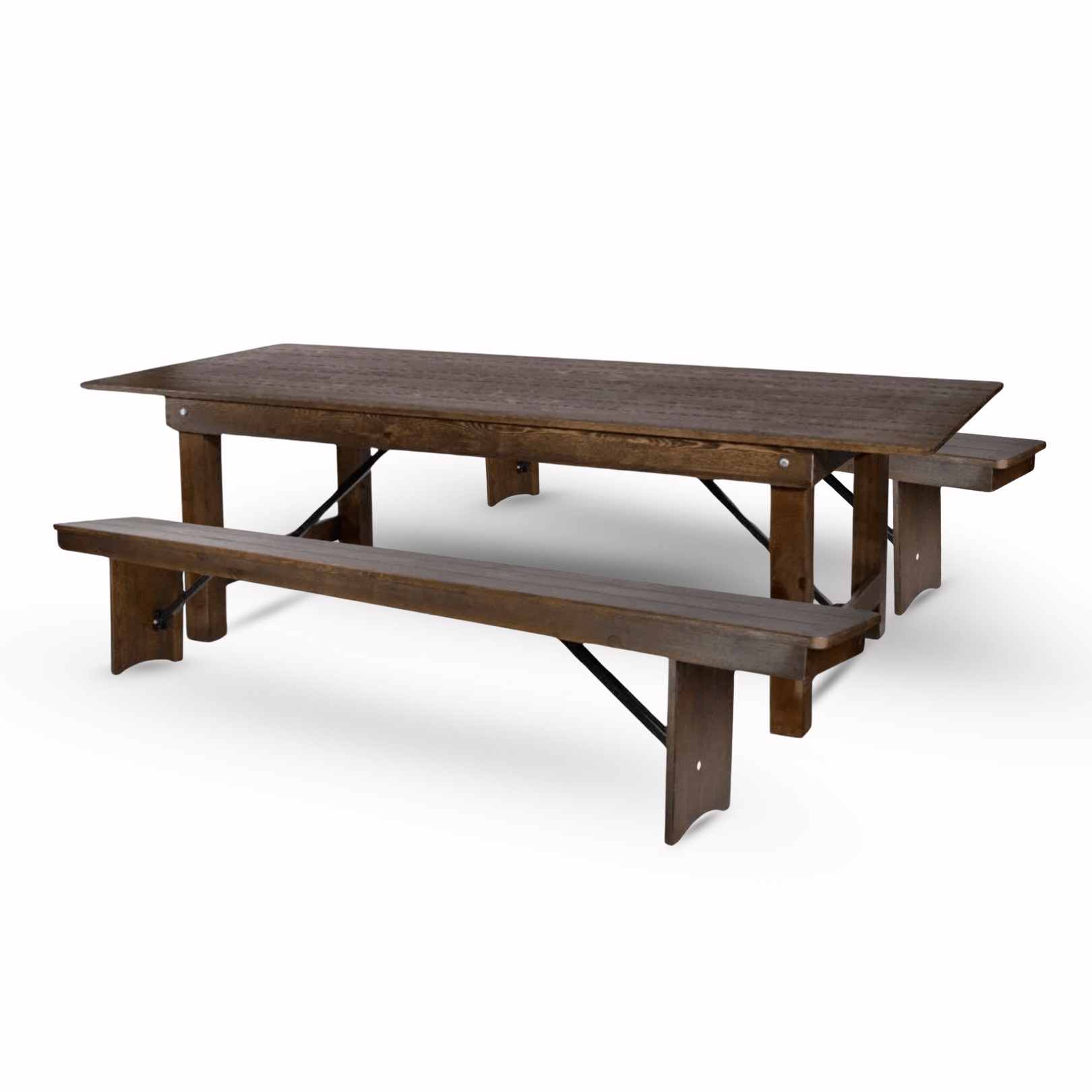 Chivari Fruitwood Straight Leg Farm Table Dining Set with 2 Benches TFARM-FRUITWOOD-S-LEG-KIT-AX