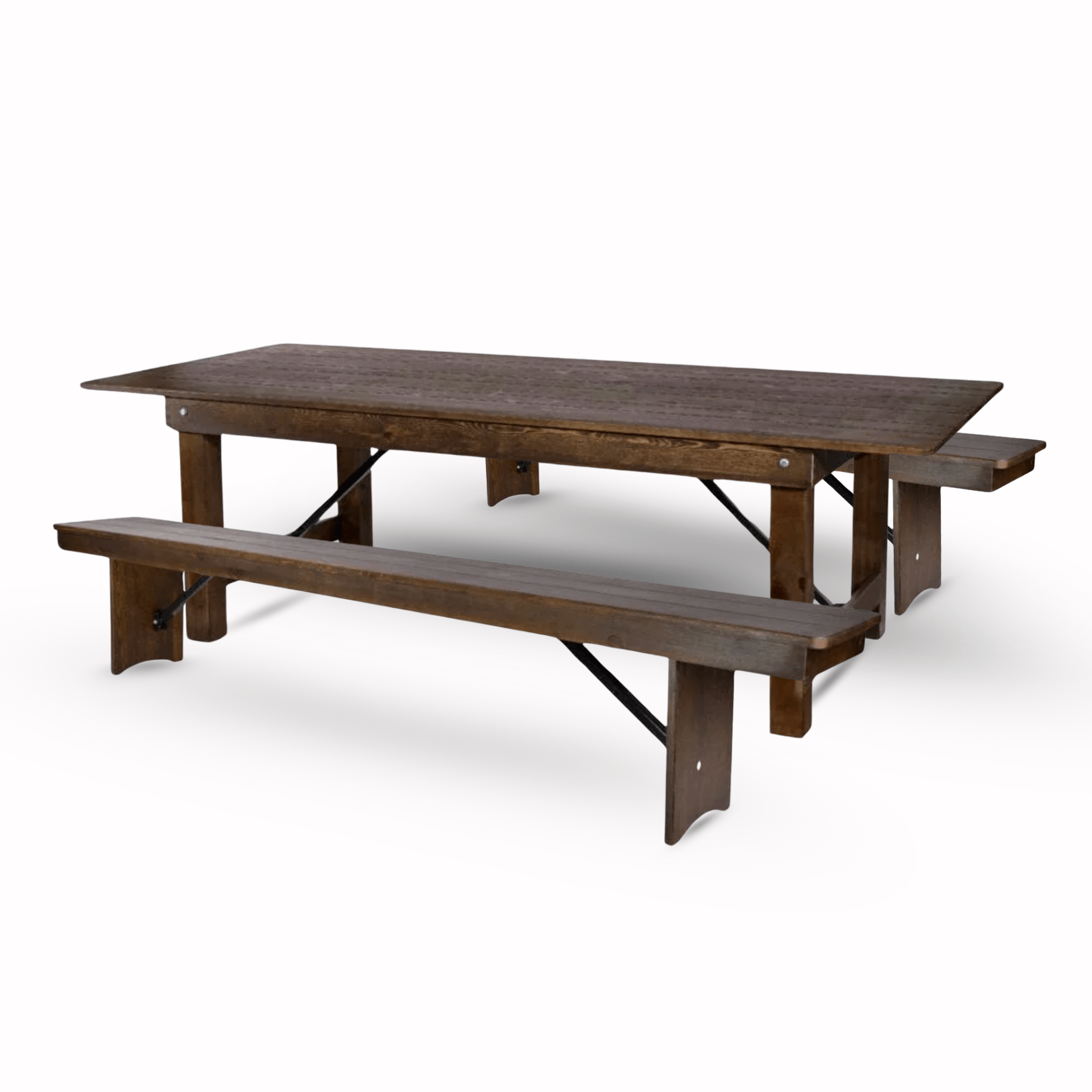 Fruitwood Straight Leg Farm Table Dining Set with 2 Benches