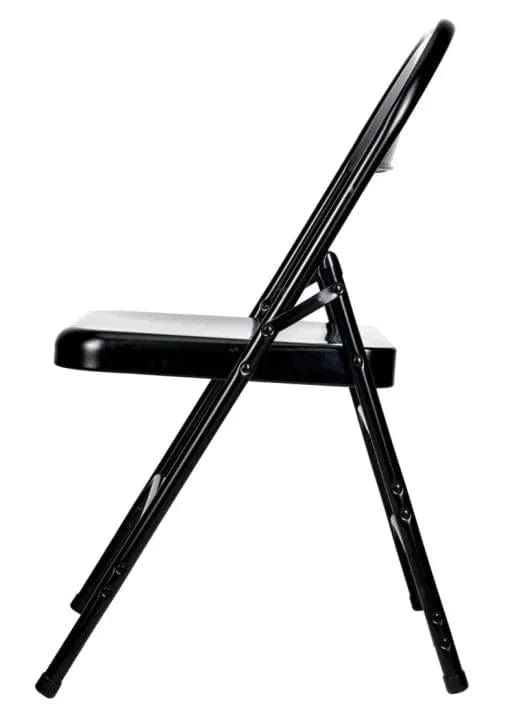 Chivari 48 Black Metal Folding Chairs + 6  Heavy DutyPlastic 72x30 Banquet Tables + Hybrid Folding Chair and Banquet Table  Cart CFMBL-48-6RT-KT