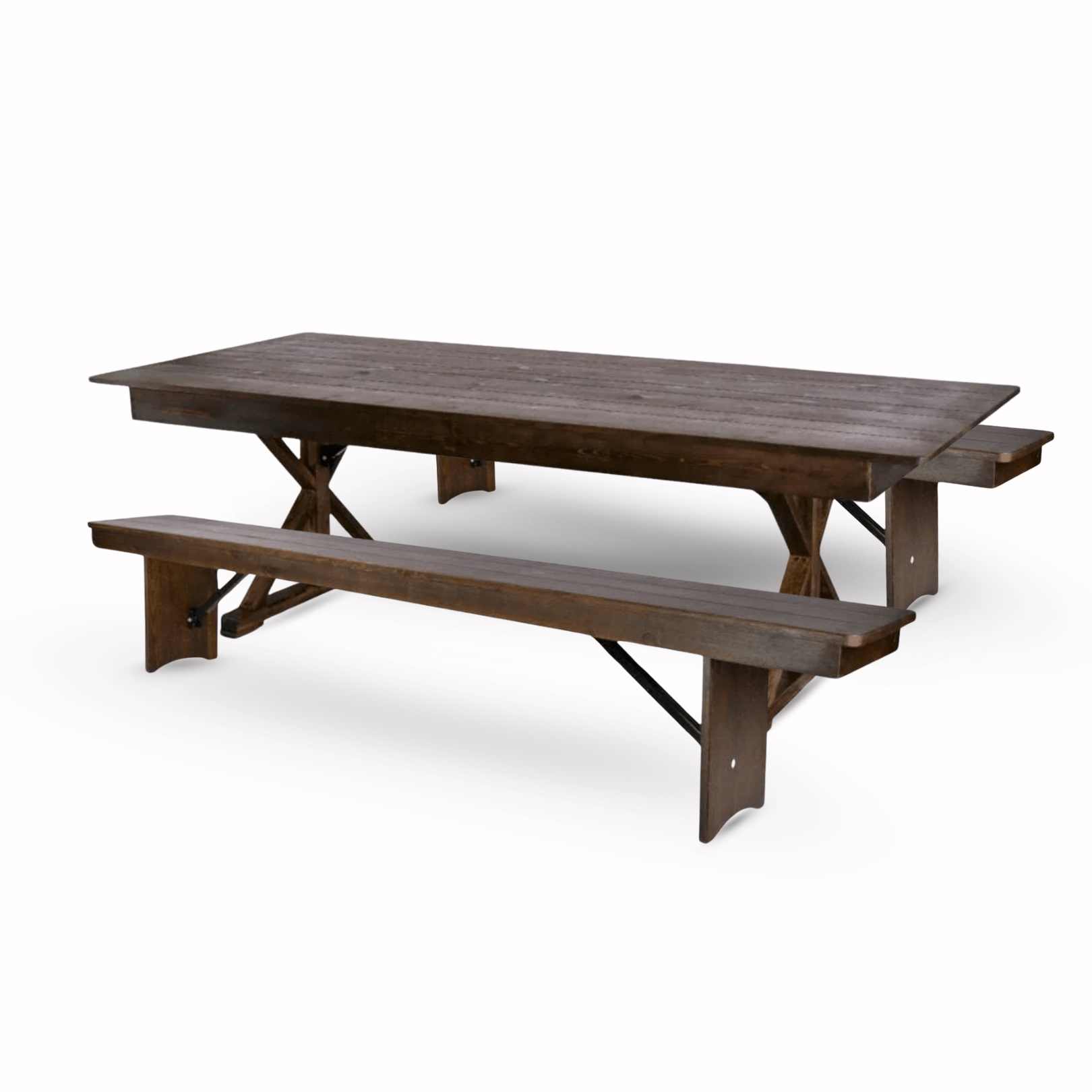 Chivari Fruitwood X-Leg Farm Table Dining Set with 2 Benches TFARM-FRUITWOOD-X-LEG-KIT-AX