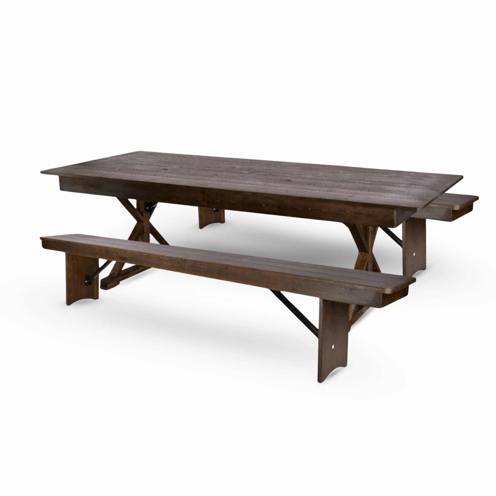 Chivari Fruitwood X-Leg Farm Table Dining Set with 2 Benches TFARM-FRUITWOOD-X-LEG-KIT-AX