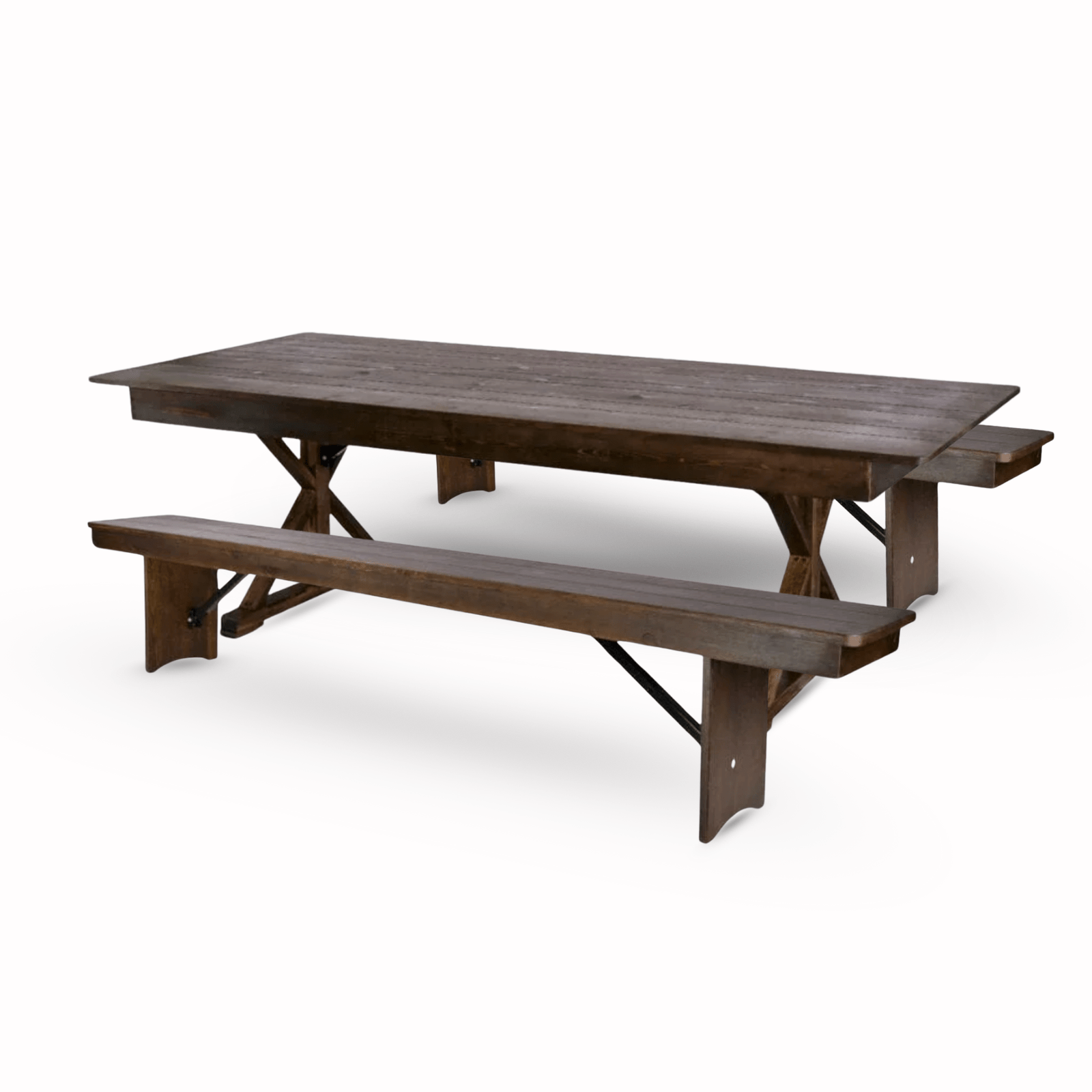 Chivari Fruitwood X-Leg Farm Table Dining Set with 2 Benches TFARM-FRUITWOOD-X-LEG-KIT-AX