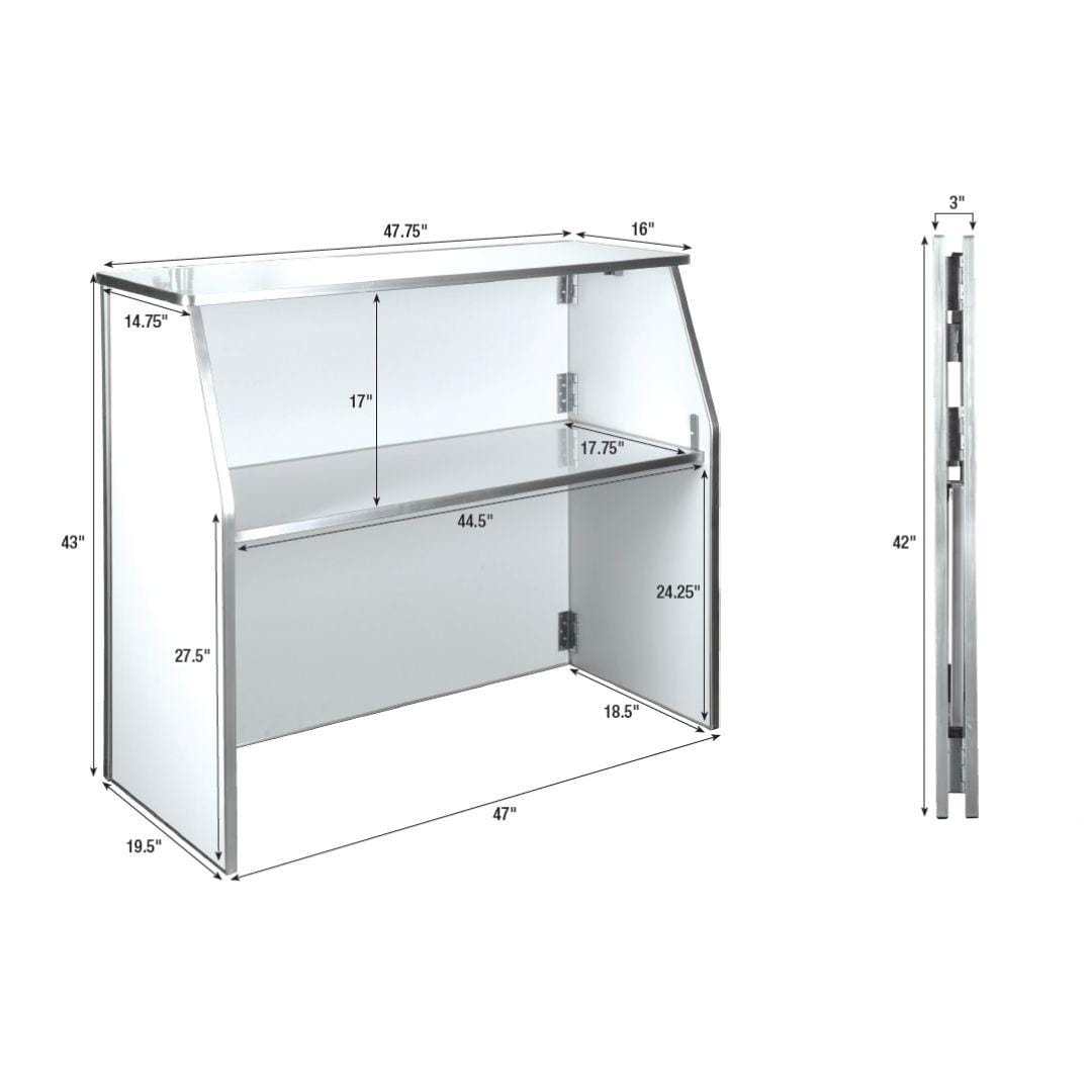 Chivari Black 42" Tall x 48" Long Portable Foldable Bar Laminate Surface BAR-FOLD-48-BLKVYL-AX-T