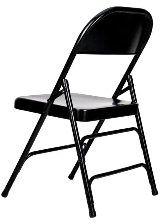 Chivari 48 Black Metal Folding Chairs + 6  Heavy DutyPlastic 72x30 Banquet Tables + Hybrid Folding Chair and Banquet Table  Cart CFMBL-48-6RT-KT
