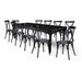 Chivari Black Fluted Leg Farm Table Dining Set with 10 Chairs TFARM-BLACK-T-LEG-KIT-CXR-AX