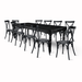 Chivari Black Fluted Leg Farm Table Dining Set with 10 Chairs TFARM-BLACK-T-LEG-KIT-CXR-AX