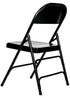 Chivari 100 Black Metal Folding Chairs + 12 Plastic Round Table Kit CFMBL-100-12RD-KT