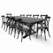 Chivari Black X-Leg Farm Table Dining Set Set with 10 Chairs TFARM-BLACK-X-LEG-KIT-CXR-AX